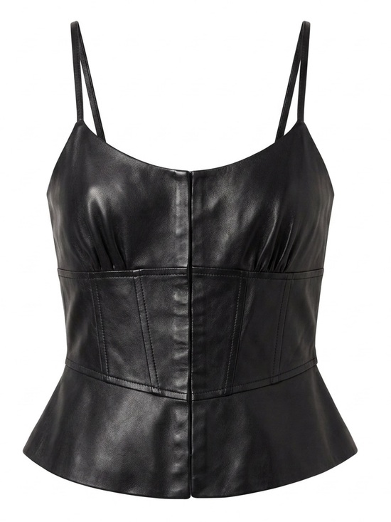 Cache Tops - Cache Black Leather Corset Style Top Size 6 HH